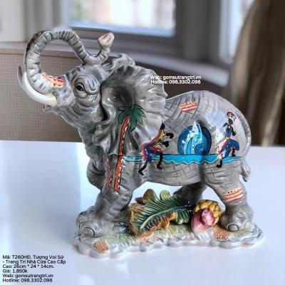 TƯỢNG VOI SỨ TRANG TRÍ NHÀ CỬA CAO CẤP